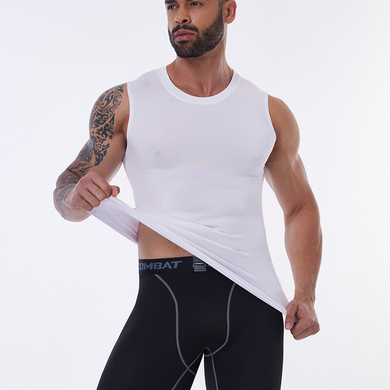 Mens Compression Sleeveless T-Shirt Base Layer Tank Top Fitness Sports Gym Vest gallery