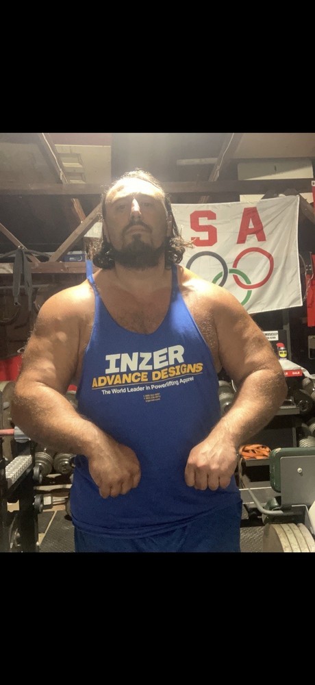 Inzer Tank Top Blue Vintage Rare bodybuilding powerlifting stringer tank top 2xl