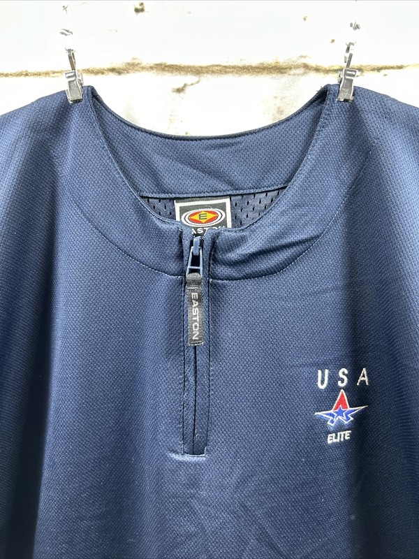 Easton USA Elite 1/4 Zip Blue Practice Baseball Jersey Men’s Size M gallery