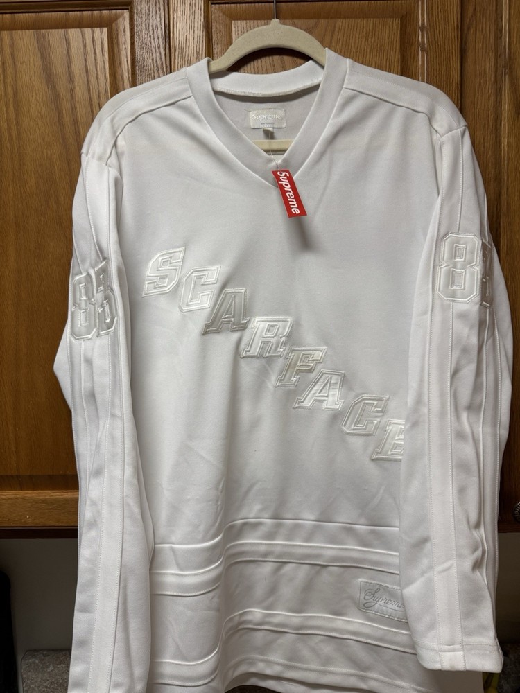 FW17 New Supreme Scarface Mens Hockey Jersey in White Montana Size L 83 Large