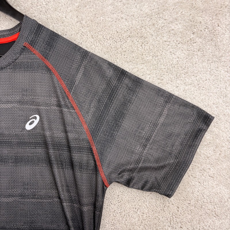 ASICS Running Shirt Mens Size Large Gray Short Sleeve Raglan Performance gallery
