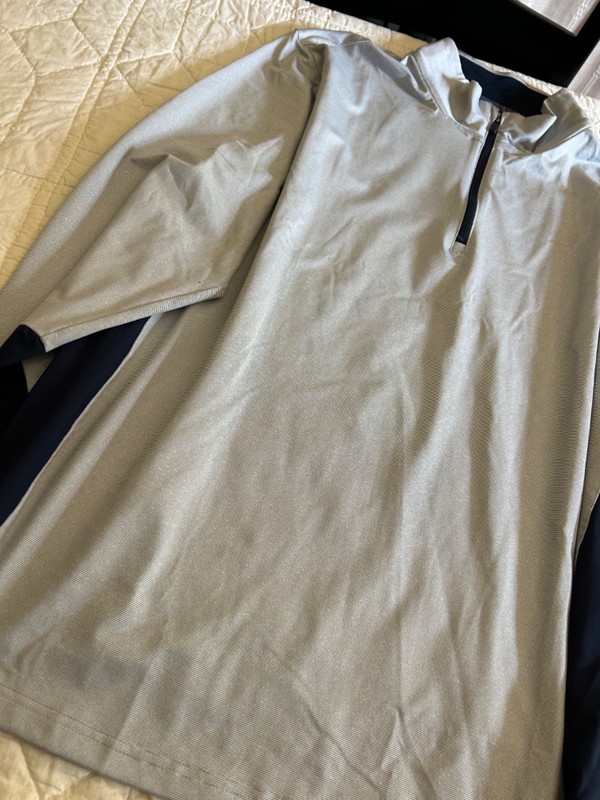 Puma Light Gray and Navy Quarter-Zip Athletic Pullover gallery