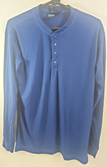 Patagonia Capilene Cool Daily Shirt Mens Large Blue Pullover ~ With 1/4 Snaps