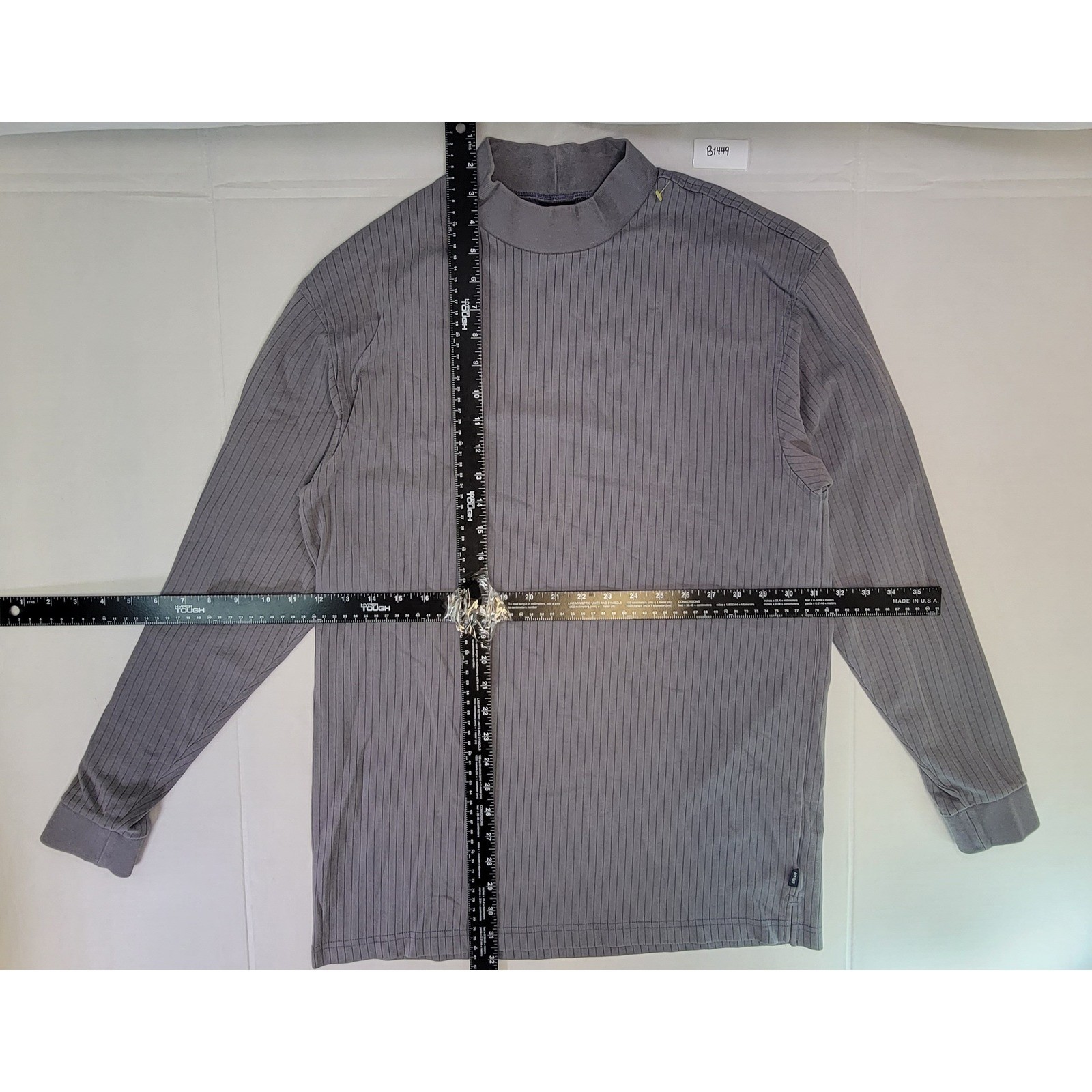 Nike Dri Fit Ribbed Mock Neck Long Sleeve Athletic Shirt Men's Size L Gray gallery