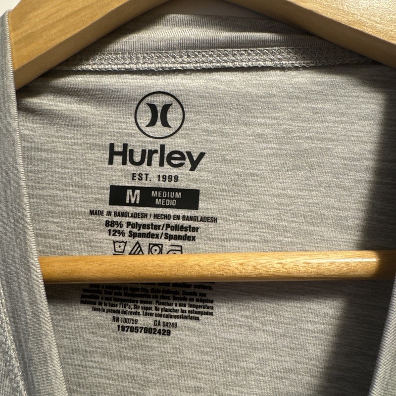 Hurley Shirt Men's Medium Gray Long Sleeve Stretch Performance Surf Outdoors gallery