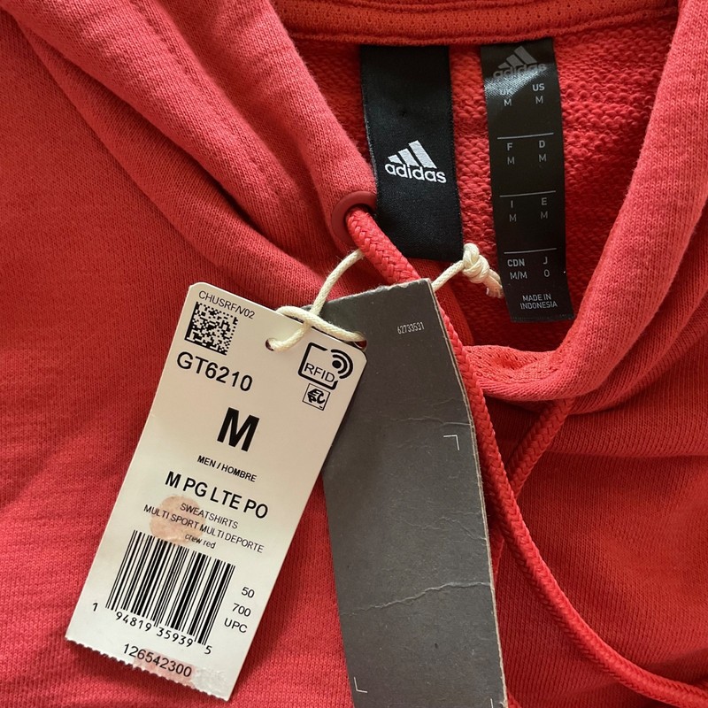 NWT MENS ADIDAS GT6210 POST GAME LITE LOOSE FIT CREW RED HOODIE Sz M Gorpcore gallery