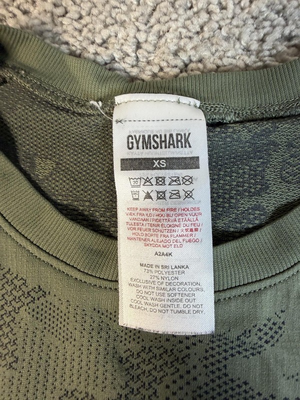 Gymshark Shirt Mens XS Green Camouflage Short Sleeve Jersey Breathable gallery