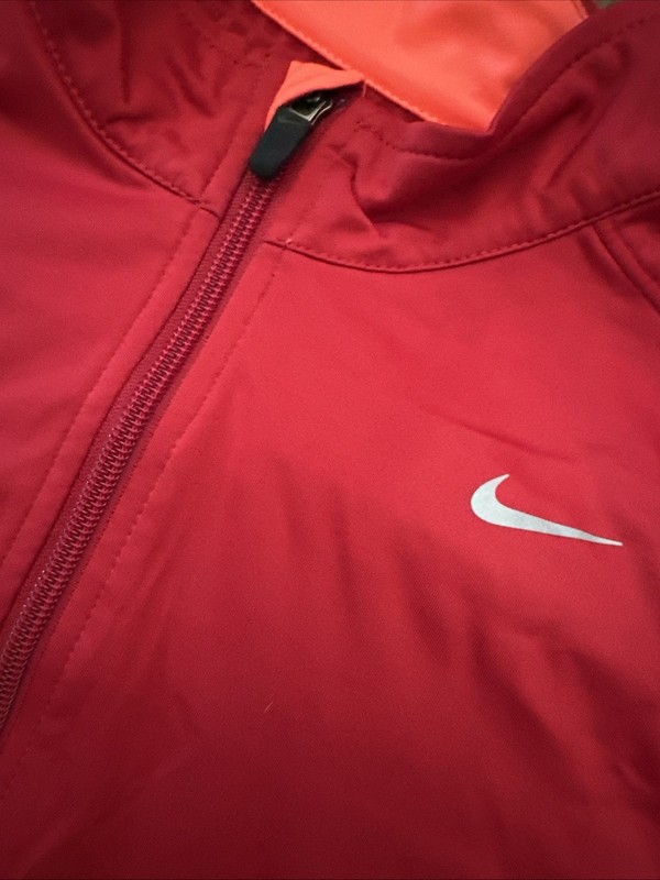Nike Running Jacket Mens Medium Dri Fit Zip Up Long Sleeve Reflective Red M gallery