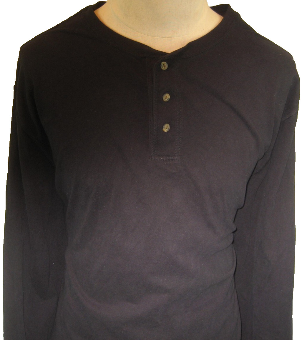 Mens Saddlebred Black Cotton Jersey Knit LS Henley Style Base Layer Shirt sz XXL gallery