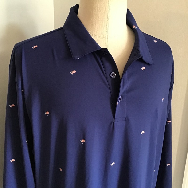 Men’s SanSoleil Golf Pullover SZ XL Blue American Flag LS UV 50 Cooling New NWT gallery