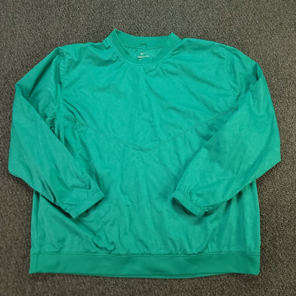 Nike Shield Pullover Men XXL Neptune Green Lucky Golf Graphic All Over Print AOP