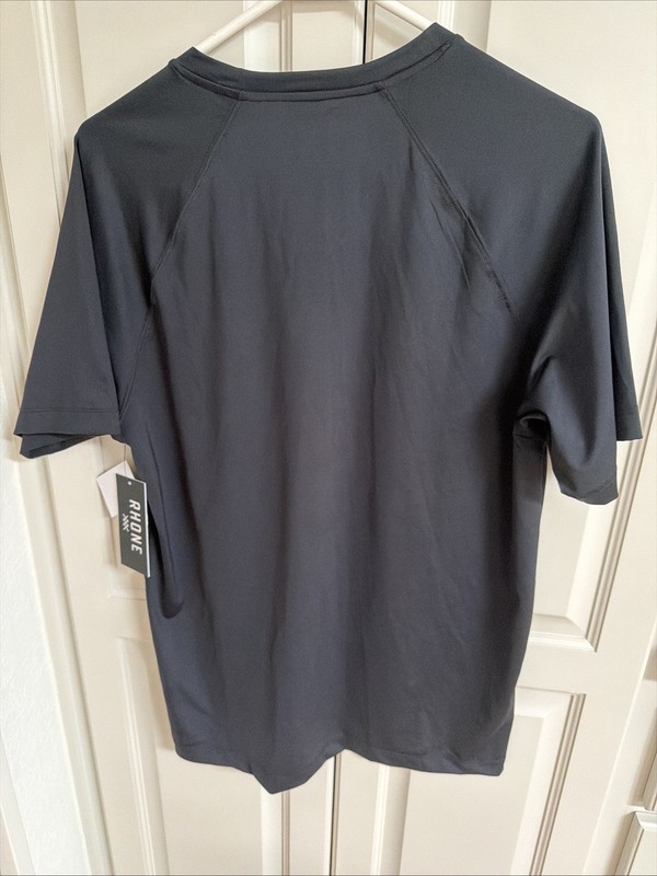 New Rhone Mens Black Solid Athletic Anniversary Shirt Workout Med gallery