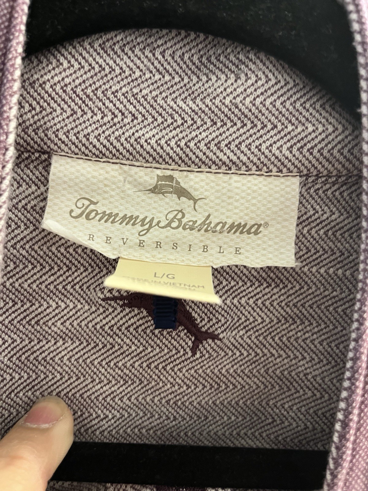 Tommy Bahama Men's Purple 1/4 Zip Pullover Long Sleeve Mock Neck L Reversible gallery