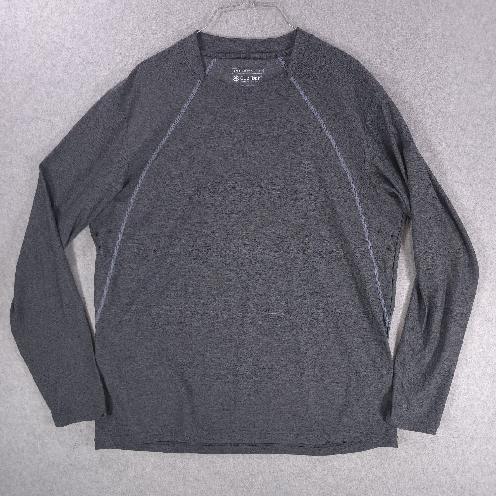Coolibar UPF 50+ Aqua Suntect Gray Long Sleeve Vent Crew Neck Shirt Mens Large gallery