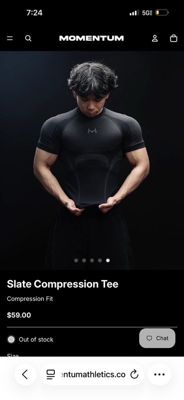 Momentum compression tee size small, color black OUT OF STOCK in store🎧 gallery