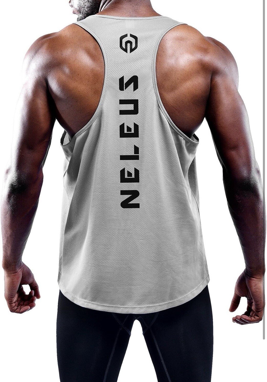 NELEUS Men's 3 Pack Dry Fit Y-Back Muscle Tank Top (White,Gray,Black) gallery