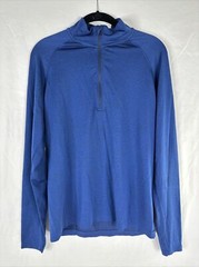 Rhone Session 1/4 Zip Athletic Shirt Mens Size S Blue Long Sleeve Running Gym