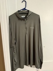 Columbia PFG Men’s Big & Tall 2XL Gray 1/4 Zip Mock Neck Pullover Tee