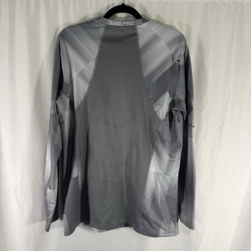 Nike Pro Hyperwarm Fitted Shirt Men's Large Grey Long Sleeve Fleece Lined gallery