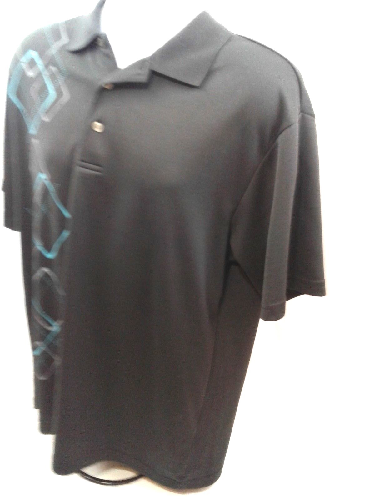 Ben Hogan Performance Polo Black w/Blue Geometric Design on Front Size L/G 42/44 gallery