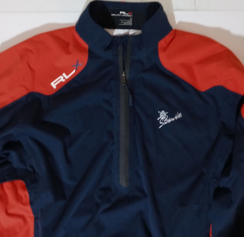Ralph Lauren RLX Golf Airflow 1/2 Zip 2 Tone Pullover Men's Large Navy Blue Red gallery