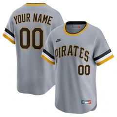 Custom Nike MLB Pittsburgh Pirates Cooperstown Collection Stitched Gray Jersey