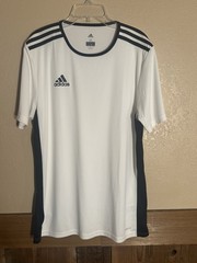 Adidas Men’s Medium White Black Shirt Thin Lightweight Soccer (0261)