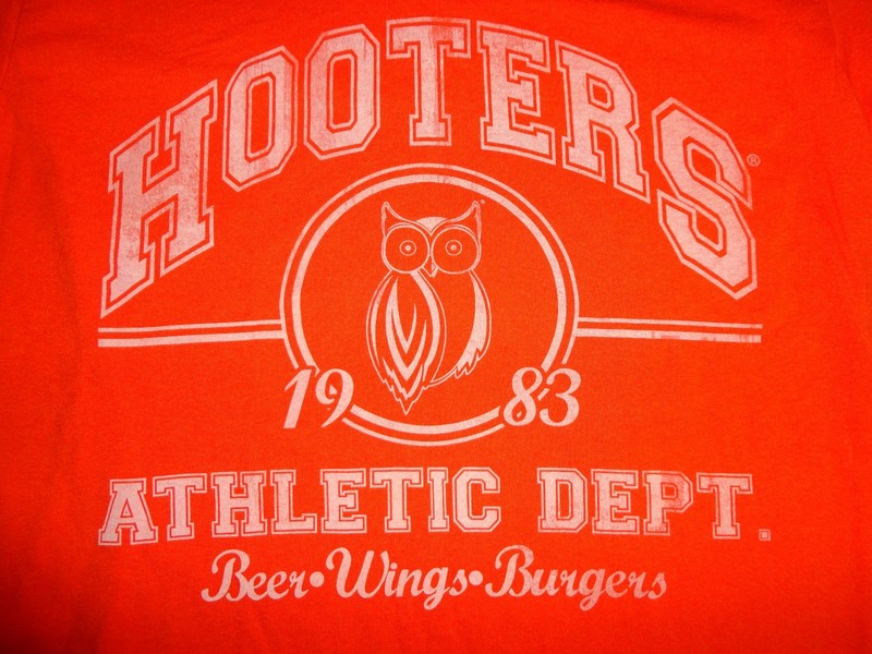 Orange HOOTERS Athletic Department 50-50 Football Style Jersey Shirt Mens M NICE gallery