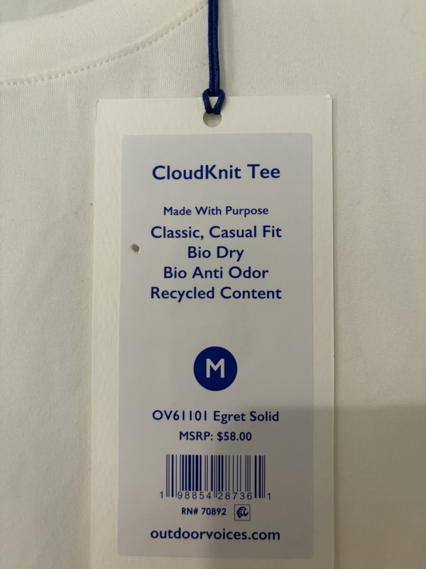 Outdoor Voices CloudKnit Tee White M Short Sleeve Bio Dry Anti Odor OV61101 gallery
