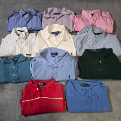 Ralph Lauren Mens Mixed Size Polo Oxford Shirt Lot 11pc Blue Red ALL FLAWED READ