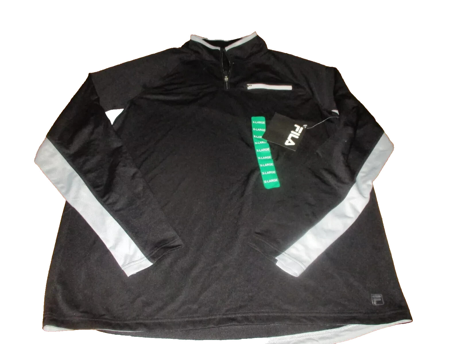 FILA MENS BLACK GRAY 1/4 ZIP PULLOVER CASUAL SPORTS ATHLETIC SWEATER SHIRT L NEW gallery