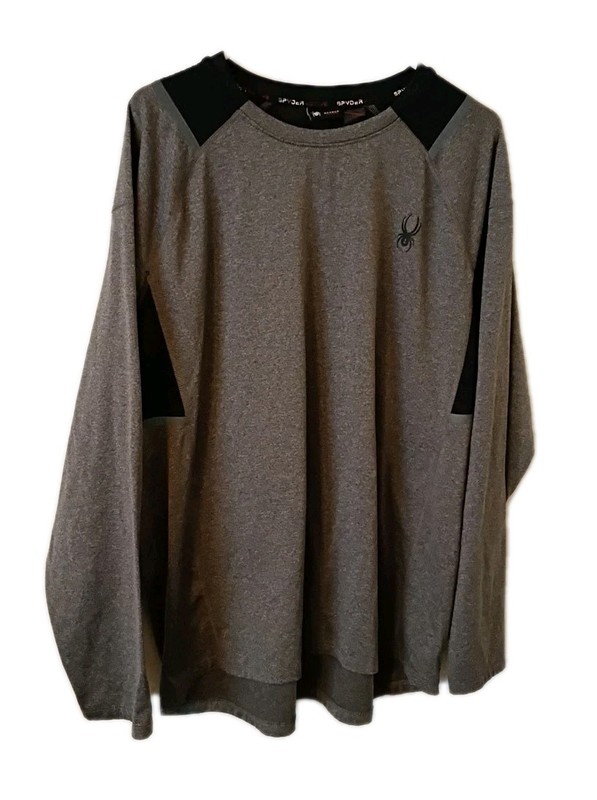 Spyder Active Pro Web Workout Preformance Large Gray Black Long Sleeve Shirt gallery