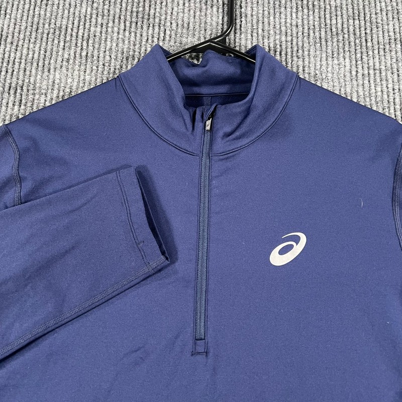 Asics Pullover Shirt Mens Small Blue Long Sleeve 1/4 Zip Running Outdoor Casual gallery