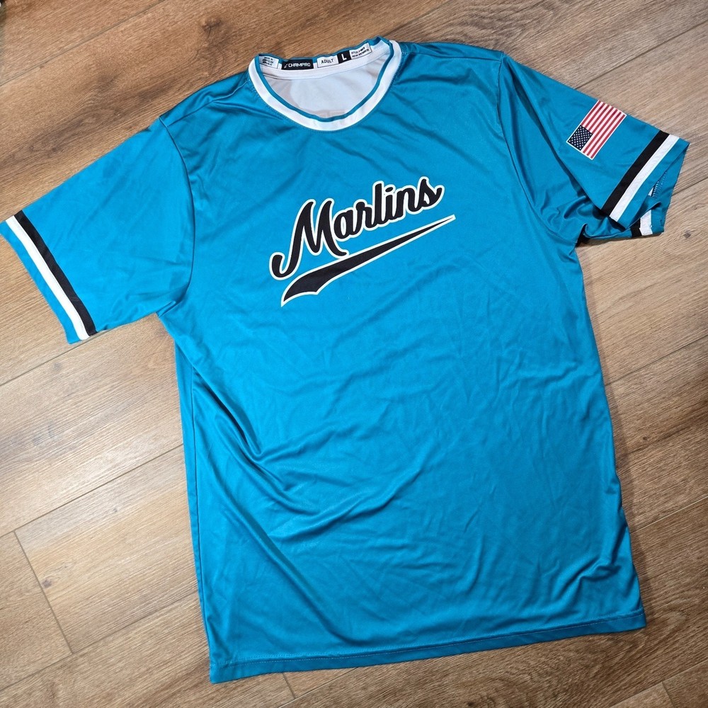 Vintage Miami Florida Marlins #8 MLB Jersey T Shirt Men Large Champro Baseball