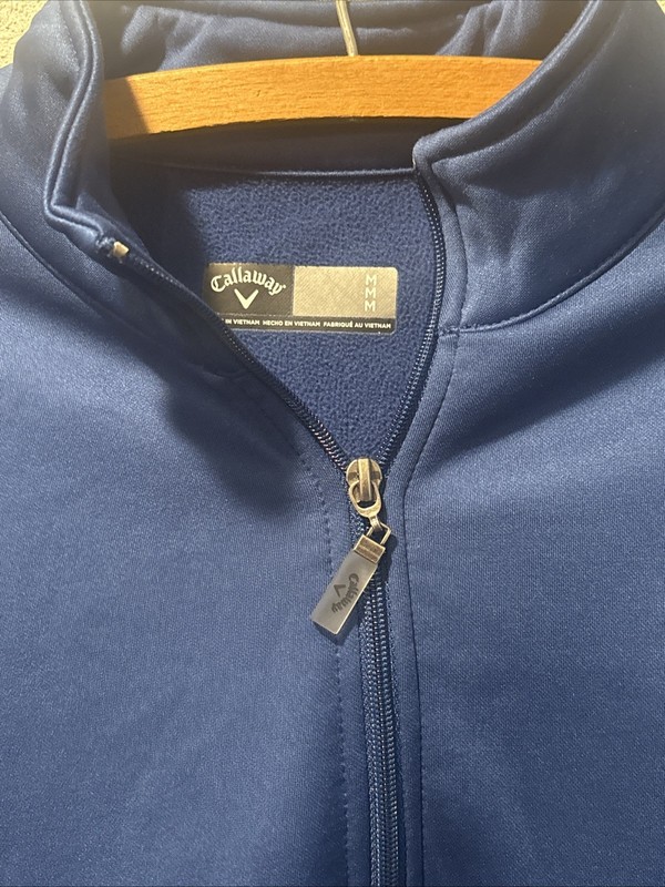 Callaway Golf Jacket Men's Medium Navy Blue Long Sleeve 1/4 Zip Pullover Pockets gallery