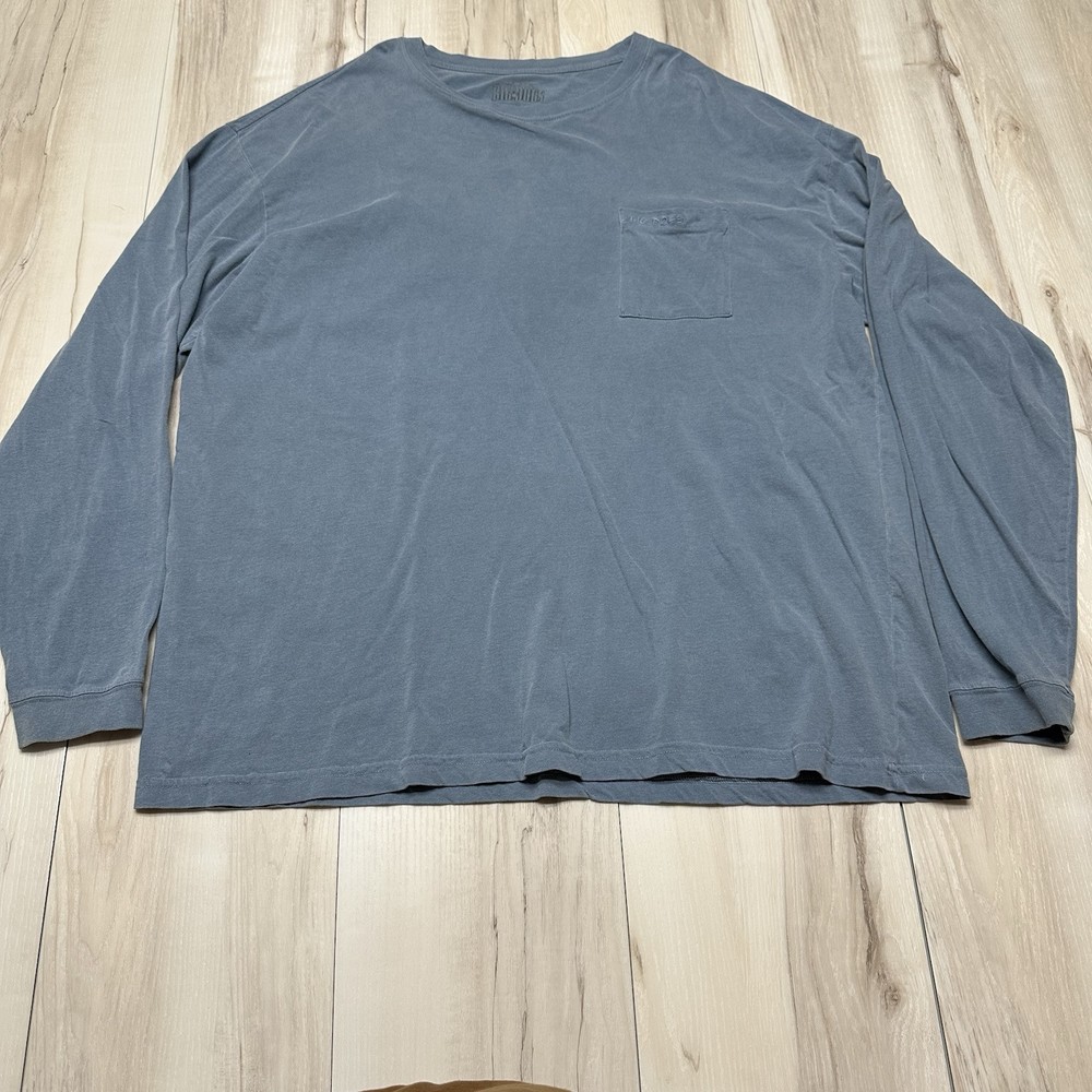 Big Dogs Long Sleeve Shirt Mens 2XL Blue Crew Neck Pullover Chest Pocket