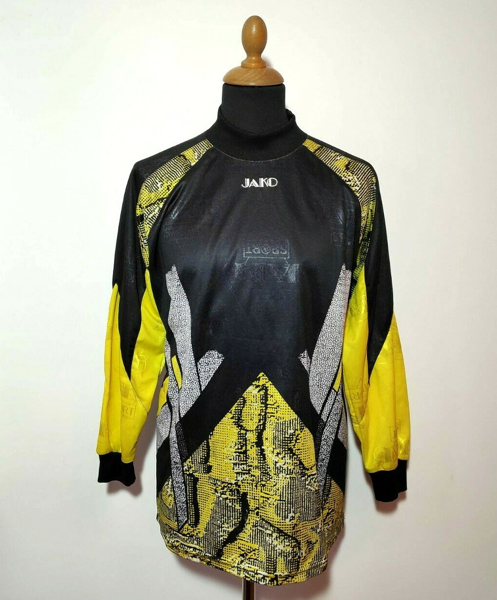 Vintage Jako Goalkeeper Soccer Jersey M/L Black Yellow Colorful Retro Shirt Men gallery