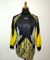 Vintage Jako Goalkeeper Soccer Jersey M/L Black Yellow Colorful Retro Shirt Men