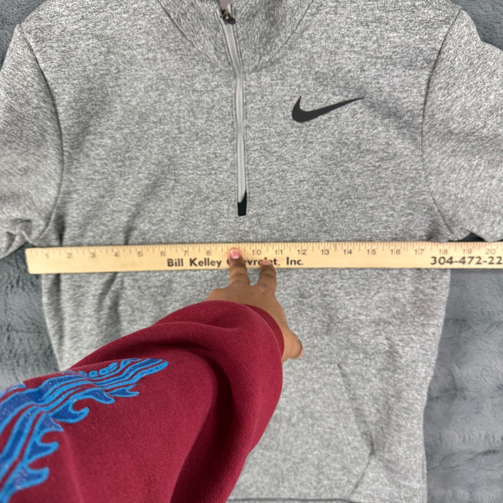 Nike Long Sleeve Quarter Zip Fleece CU6217-063 Grey Size Small gallery