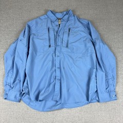L.L. Bean Shirt Mens XL Blue Long Sleeve Vented Fishing Performance Hiking