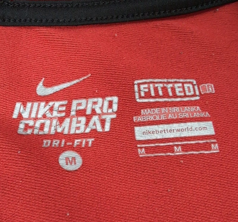 Nike Pro Combat Dri-FIT Fitted Compression Shirt Mens M Black Red Long Sleeve gallery