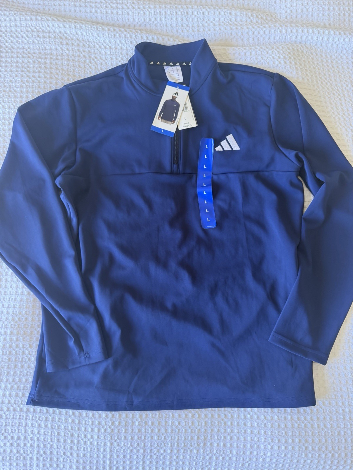 New Adidas Men’s Large Quarter Pullover Navy Blue Golf Style Athletic Costco gallery