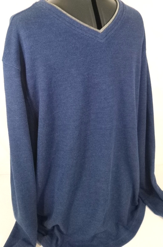 Faded Glory-Mens Long Sleeve-Thermal Sweatshirt-XL Extra Large-Blue-V Neck gallery