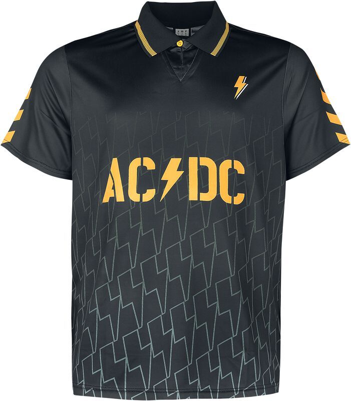 Amplified Men's Power Up FC AC/DC Jersey Hard Rock Band Black Yellow Soccer Tee