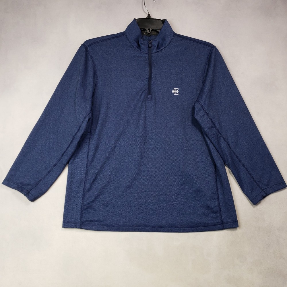 Greyson 1/4 Zip Pullover Mens Medium Short Blue Herringbone Performance Stretch