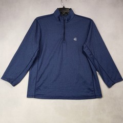 Greyson 1/4 Zip Pullover Mens Medium Short Blue Herringbone Performance Stretch