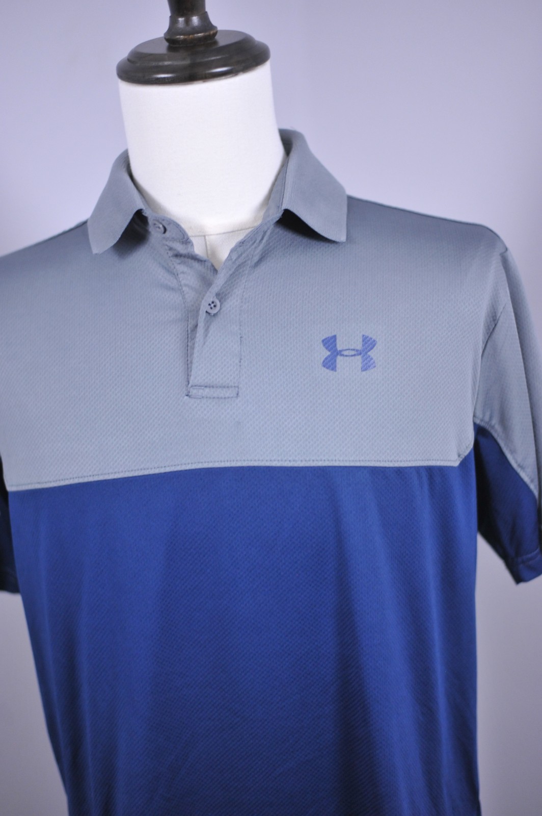 Under Armour Performance Golf Polo Shirt Gray Navy Men's Medium M gallery