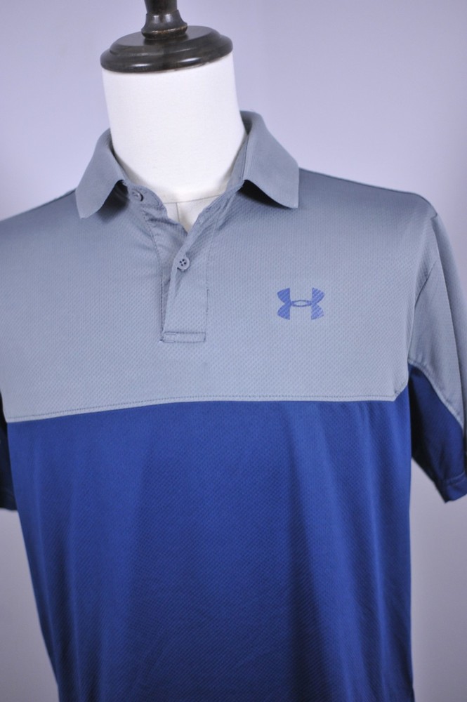 Under Armour Performance Golf Polo Shirt Gray Navy Men's Medium M