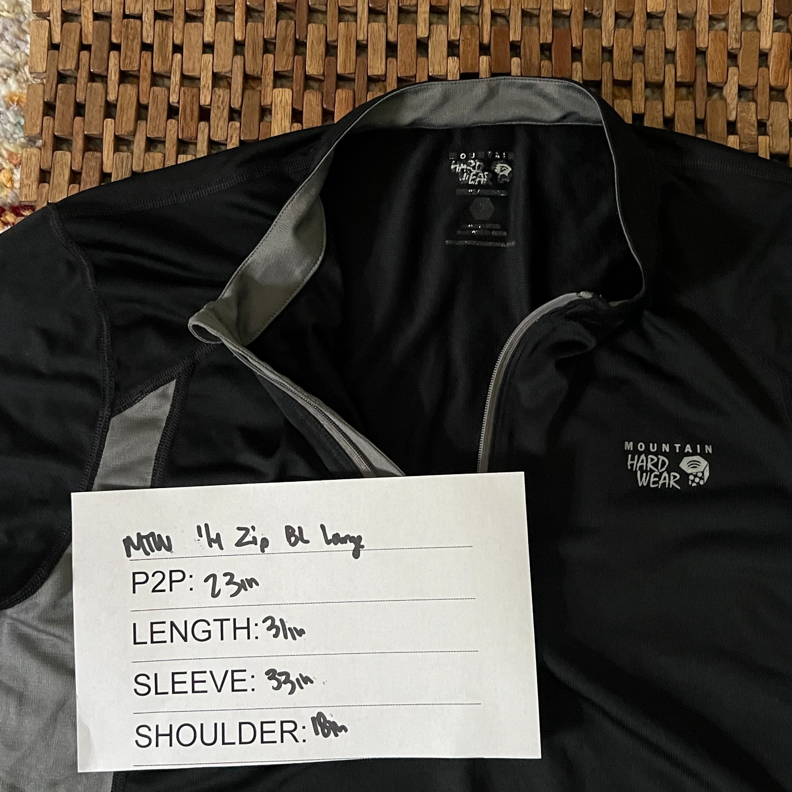 Mountain Hardwear Ultralight 1/4 Zip Base Layer Black Men's Size Medium M gallery