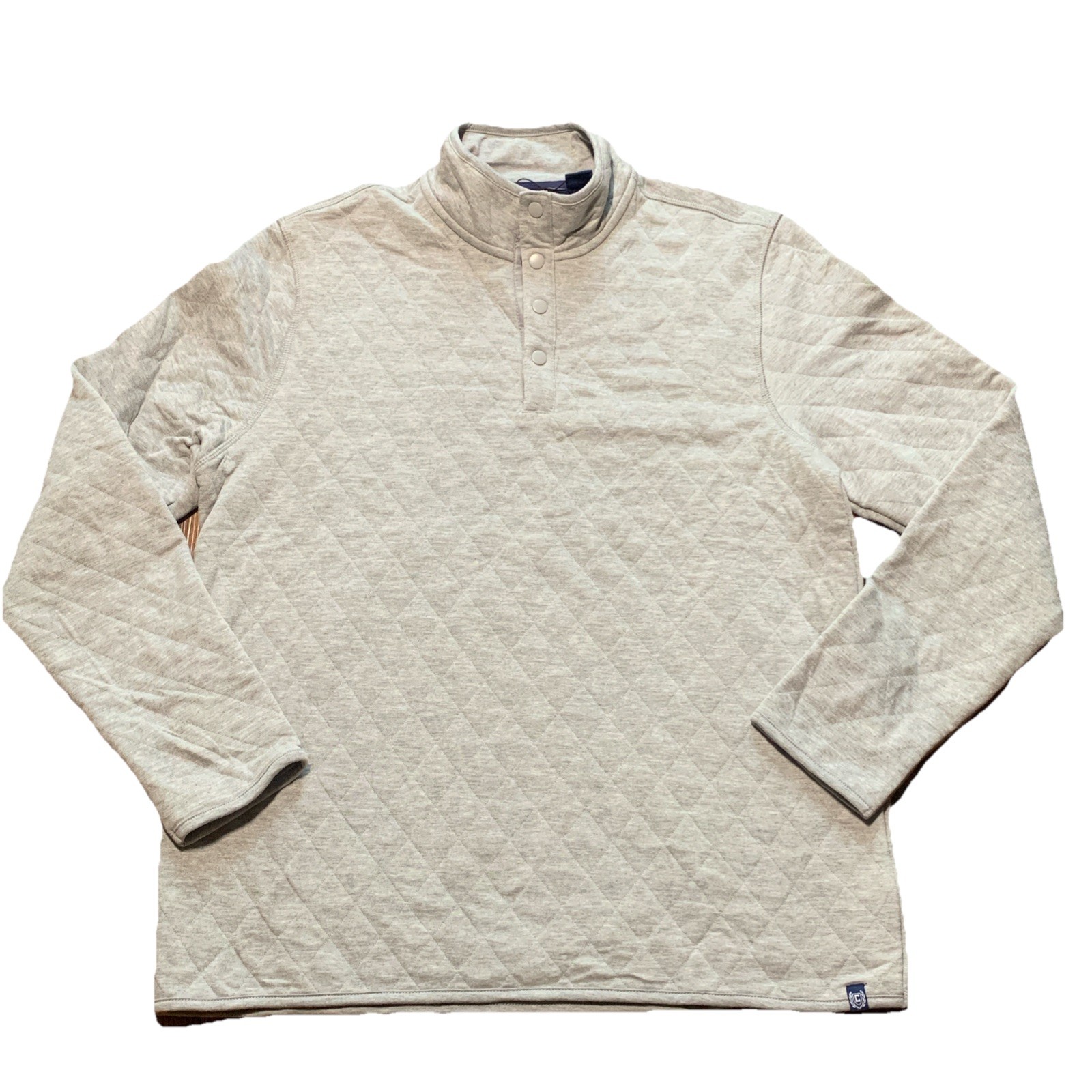 Chaps Quilted Pullover Shirt 1/4 Snap Grey Long Sleeve Mock Neck Men’s Large NWT gallery